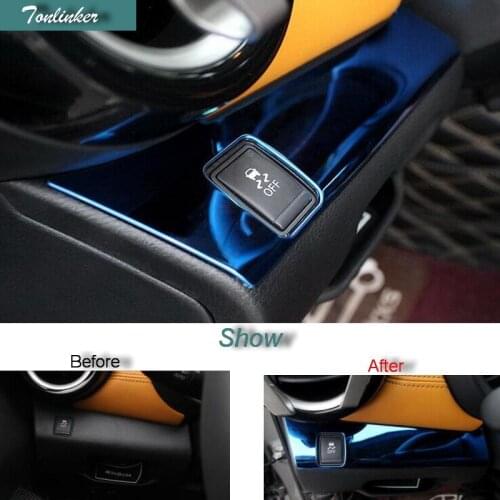 Tonlinker Cover Case Stickers for NISSAN KICKS 2017 Car Styling 1 PCS stainless steel Center console headlight switch sticker