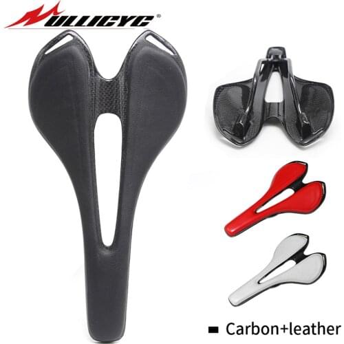 Ullicyc 2019 Top Newest leather + carbon fibre top-level mountain bike full carbon saddle/ road bicycle saddle/MTB or Road parts