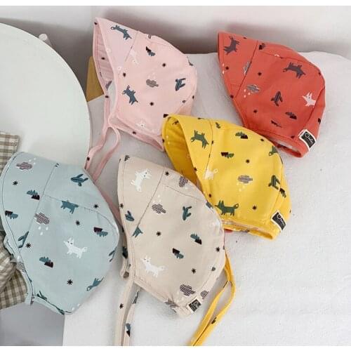 Spring Summer Infant Baby Caps Lovely Animal Printing Kids Boys Girls Sun Hats Soft Cotton Breathable Bucket Hats