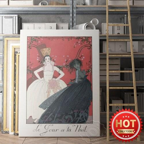 George Barbier Museum Exhibition Poster, Le Jour Et La Nuit Wall Picture, Barbier Fashion Illustration, Vintage Figure Wall Art