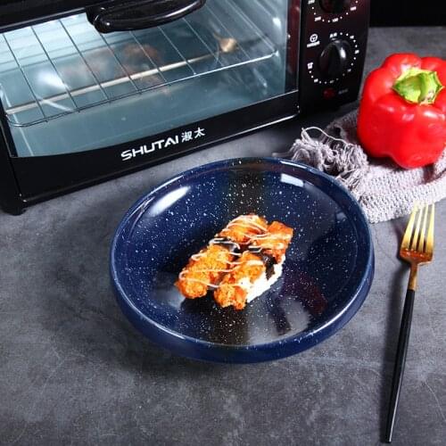 Japanese retro ceramic deep plate soup dish tableware Bowl set combination home creative soup bowl retro nostalgia