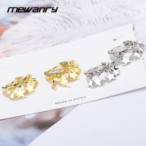 Mewanry Prevent Allergy 925 Sterling Silver Drop Earrings for Women Trend Elegant Sweet Star Bride Jewelry Party Birthday Gifts