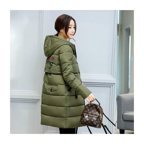 Jackets Winter Women Long Padded cotton coats Slim Female Printting Hood Outwear Plus Size Casaco Inverno LX1161
