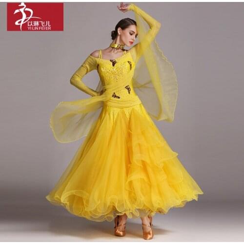 NEW Ballroom Competition Dance Dress Modern Waltz Standard Dress #YL230 5 colors women ballroom dance competition dresses