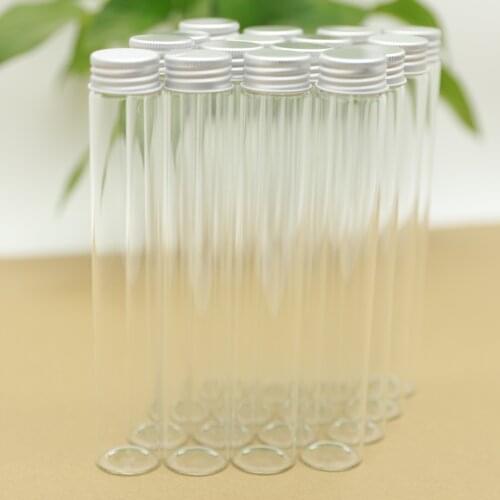 12pcs/lot 30*180mm 100ml DIY Glass bottle with Aluminum Caps Small Test Tube Storage Containers Tiny Glass Spice Bottles & jars