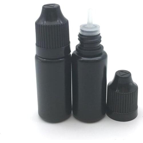 20pcs Soft 10ml Black PE Plastic Dropper Empty Refillable Liquid Bottle With Colorful Childproof Cap Vial