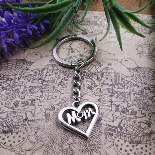 3pcs /lot 21*20mm MOM 28mm Keyring Metal Chain Silver Color Men Car Gift Keychain
