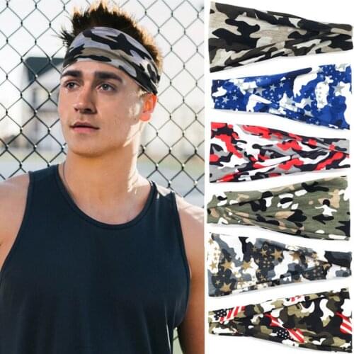 3 pcs Sports Yoga Headband Stretch Camouflage Hair Bands for Men & Women Running Basketball Head Bands Anti-perspirant Hairbands