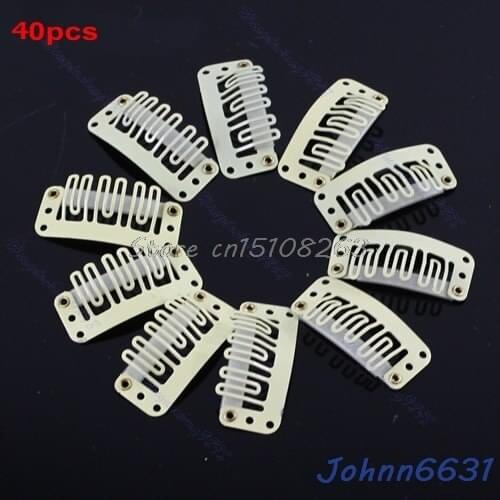 40Pcs U Blonde Snap Clip For Hair Extension wig weft 32mm #Y207E# Hot Sale