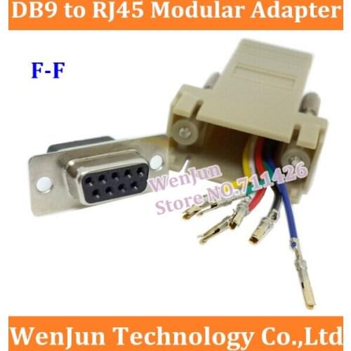 50PCS High Quality DB9 Female to RJ45 Female F/F RS232 Modular Adapter Connector Convertor Extender