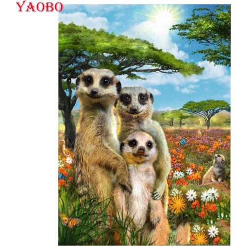 3D diy Diamond Painting round drill Daimant Painting"Meerkat"Full square Rhinestones mosaic puzzle 5d Embroidery diamond art