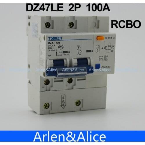DZ47LE 2P 100A D type 400V~ 50HZ/60HZ Residual current Circuit breaker with over current and Leakage protection RCBO