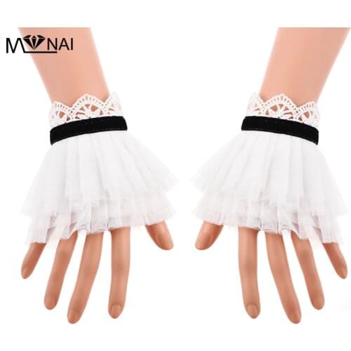 Lolita White Lace Wrist Cuffs Victorian Bracelet Medieval Cuff Cosplay Accsesory Gothic