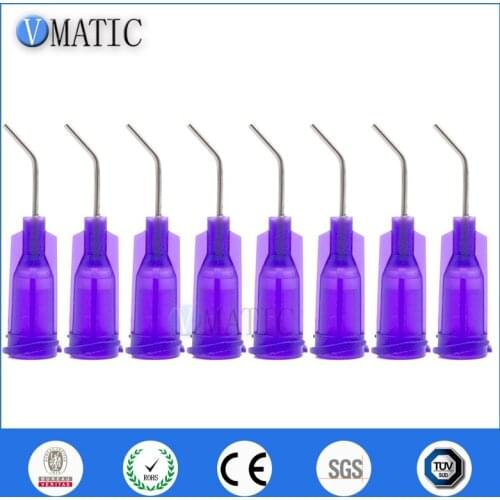 Free Shipping 21G Purple 0.5" 1/2 Inch Tubing 45 Degree Bent TE Blunt End Stainless Steel Dispensing Needle Tips 100pcs
