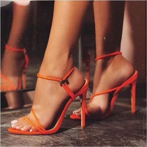 Sexy Women Open Toe Ankle Strap Stiletto Heel Dress Sandals Fashion Elegant Wedding Party women Shoes Plus Size Pumps High Heels