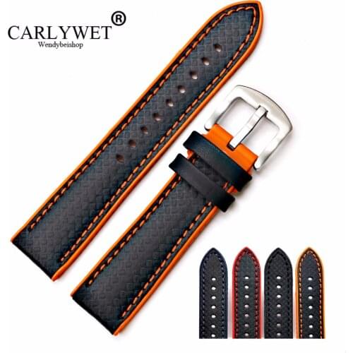 CARLYWET 20 22mm Wholesale Silicone Rubber Watchbands Waterproof Replacement Wrist Watch Band Strap Belt For Dayjust Tudor Omega