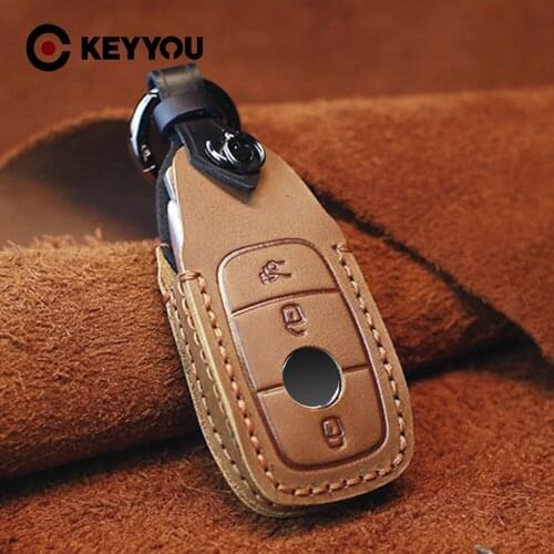 KEYYOU For Mercedes Benz E Class W213 E200 E260 E300 E320 Genuine Leather Remote Car Key Case Cover Auto Car Accessories