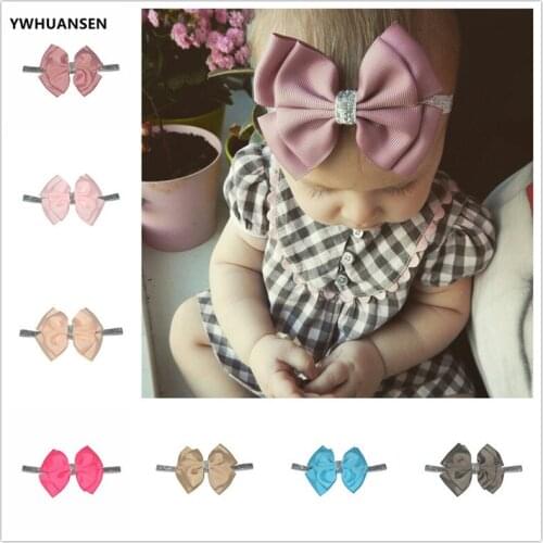 YWHUANSEN 30 Color New Baby Hair Bow Flower Headband Silver Ribbon Hair Band Handmade DIY Hair Accessories For Children Newborn