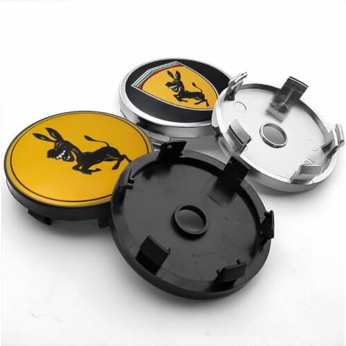 4PC 56+60mm Donkey Logo Car Wheel Center Hub Caps Emblem Badge Sticker Decal For Ferrari Decoration Car Styling Accessories
