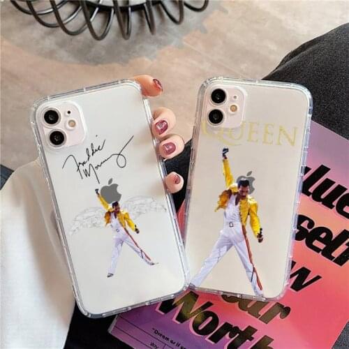 Freddie Mercury Queen band Phone Case Transparent for iPhone 11 12 mini pro XS MAX 8 7 6 6S Plus X 5S SE 2020 XR