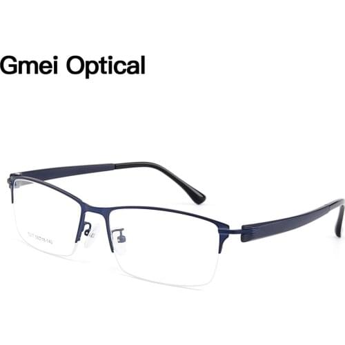 Gmei Optical Men Titanium Alloy Eyeglasses Frames for Men Eyewear Flexible Temples Legs IP Electroplating Alloy Spectacles Y7017