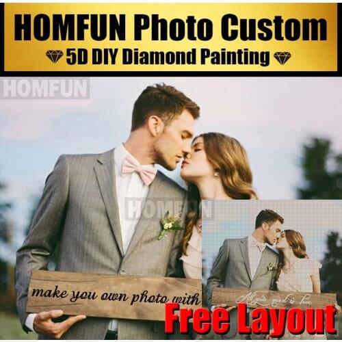 HOMFUN DIY Photo Custom Diamond Embroidery Diamond Painting Cross Stitch Full Diamond 5D Needlework Rhinestones Beadwork