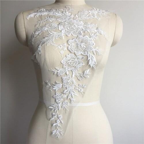 New Fashion Beading Embroidery Lace Patch Can Be Used for Wedding Dress Decoration DIY Clothing Accessories 31*47CM RS2378