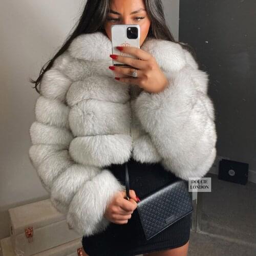 Natural real fox fur jacket ladies winter natural fur vest jacket fashion leather jacket real fox fur vest jacket fox round neck