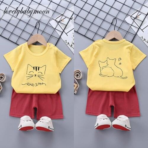 2021 summer children clothing boy short-sleeved T-shirt childrens sweat shirt childrens cotton clothes boy T-shirt 2-piece set