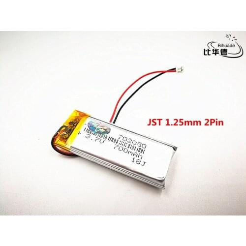 JST 1.25mm customized Good Qulity 3.7V,700mAH,702050 Polymer lithium ion / Li-ion battery for TOY,POWER BANK,GPS,mp3,mp4