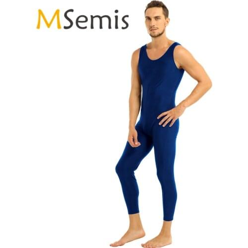 Mens Gymnastics Leotard Dance Unitard Bodysuit Well Fit Scoop Neck Sleeveless Dancewear Skin-Tight Yoga Vest Unitard Bodysuit