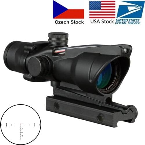 4X32 Hunting Riflescope Real Fiber Optics Grenn Red Dot Illuminated Etched Reticle Tactical Optical Sight