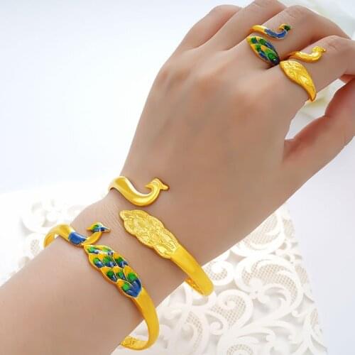 Opening Bracelet Vietnam Shajin lady Bracelet peacock ring Cloisonne suit wholesale gothic rings whole sale rings for women