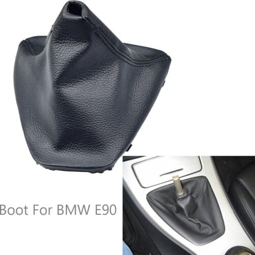 Auto Real Leather Gear Stick Shift Knob Lever Shifter Gaiter Boot Dust-Proof Cover Fit For BMW E90 E91 E92 E93 Car Styling