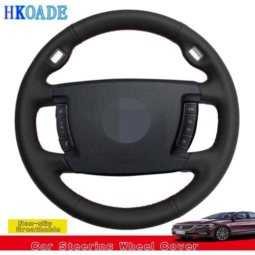 DIY Black Genuine Leather Hand-stitched Car Steering Wheel Cover For BMW E65 E66 2001-2008 (4-Spoke)