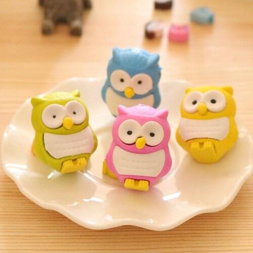36 pcs/lot Kawaii Owl Eraser Cute Rubber Erasers Promotional Gift for kids Stationery office school supplies