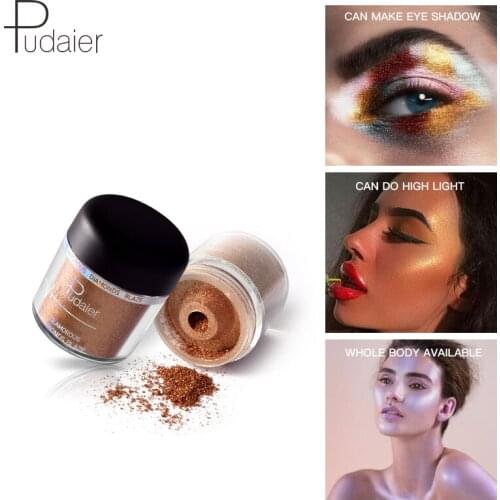 Pudaier 28 Colors Fine Powder Body Glitter Eyeshadow Diamond Pearl Eye shadow Professional Makeup shimmer eyeshadow Waterpoof