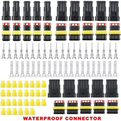 Universal 15 Kit 2+3+4 Pin 12A Way Car Sealed Waterproof Electrical Wire Connector Plug For Motorcycle Trucks Caravans Boats Set