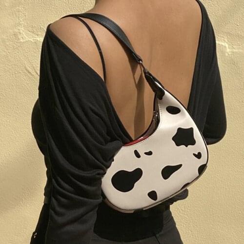 Retro Cow Pattern Women Messenger Handbags sac harajuku PU Leather Street Casual Solid Zipper Shoulder Bags Bolsa Mujer 2021 New