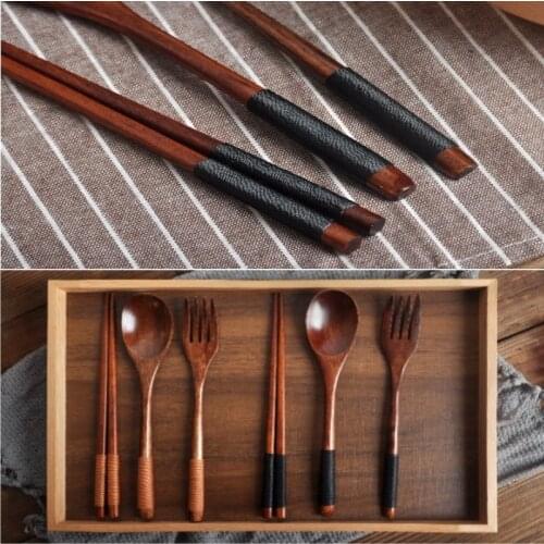 High Quality Natural Wooden Spoon Chopsticks Bamboo Kitchen Dinnerware Sets Cooking Dining Soup Wooden Spoon Home Tableware