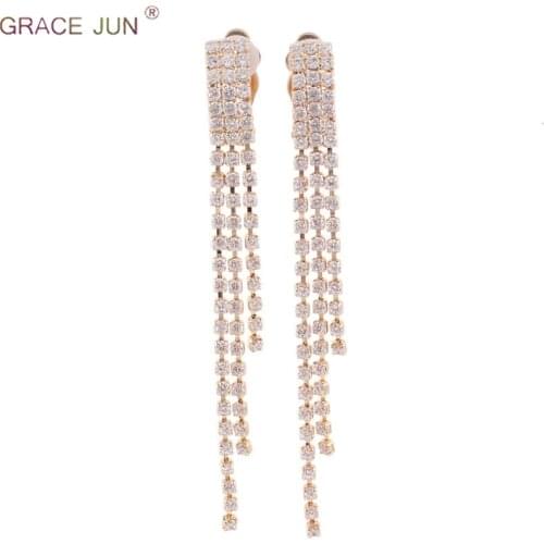 High Qualtiy Full Cubic Zircon Copper Material Clip on Earring Without Pierced for Women Luxury Fashion Bridal Wedding Earrings