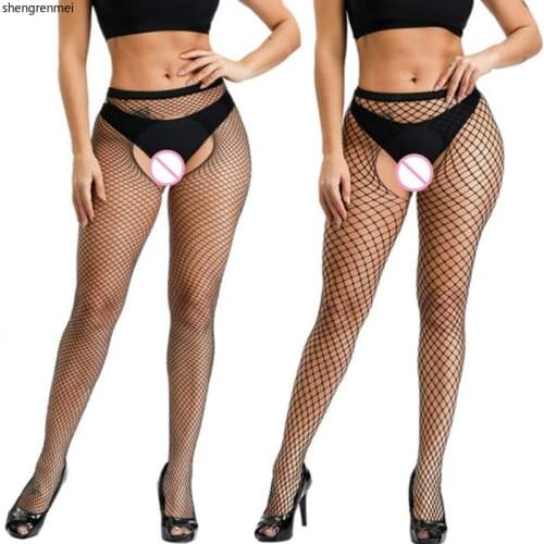 Shengrenmei Womens Sexy Fishnet Tights Fashion Club Party Open Crotch Stockings Small/Medium/Big Mesh Pantyhose Dropshipping