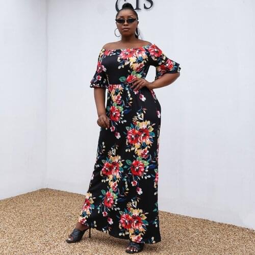 Women Plus Size Casual Loose Printing Dress African Clothes Beach Vacation Costume Party Prom Dresses European Clothing YS2061