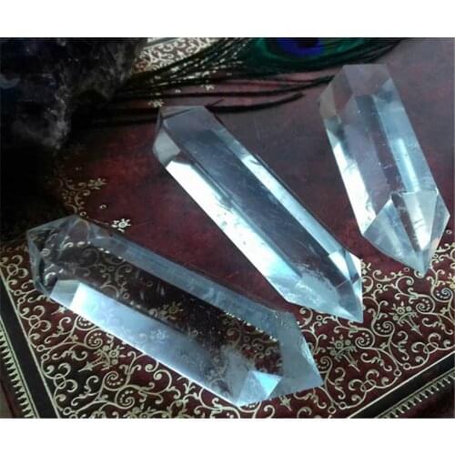 1pcs Clear Quartz Energy Charged Double Terminated Crystal Polished Point Crystal Healing Balance Harmony Clarity Master wand