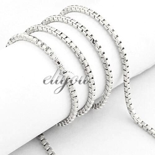 2mm New Fashion Jewelry Mens Womens White Gold Color Necklace Box Link Chain Free Shipping Gold Jewellery C43 WN