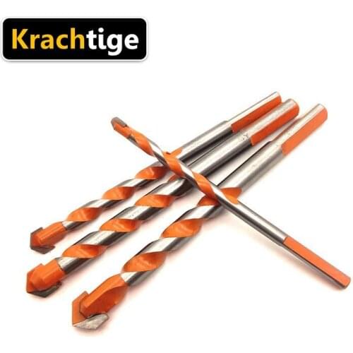 4Pcs Threaded Triangle Tungsten Steel Wall Tile Concrete Drilling Bit Household Marble Overlord Drill Electric Drill 6 8 10 12mm