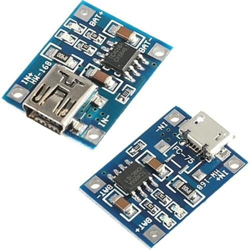 5pcs Micro Mini USB 5V 1A TP4056 Lithium Battery Charger Module Charging Board With Protection Dual Functions 1A Li-ion