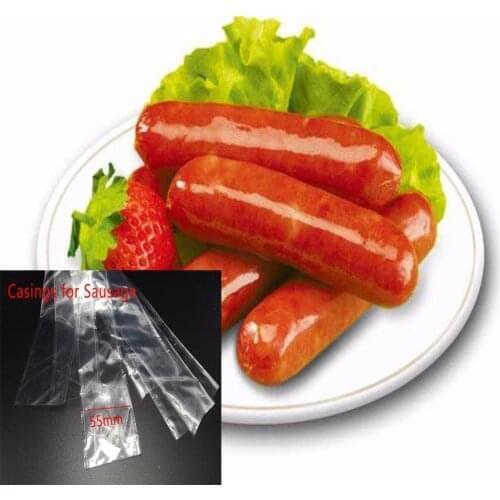 5PC Food Grade Casings for Sausage Salami Length:50cm Wide50mm Shell for Sausage Maker Machine Hot Dog Plastic Casing Inedible