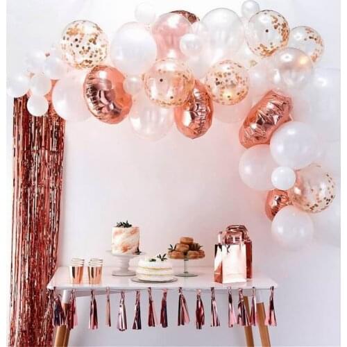54pcs/lot Rose Gold Balloon Arch Kit White Garland Confetti Balloons Baby Shower Birthday Wedding Party Decor Backdrop Balloon