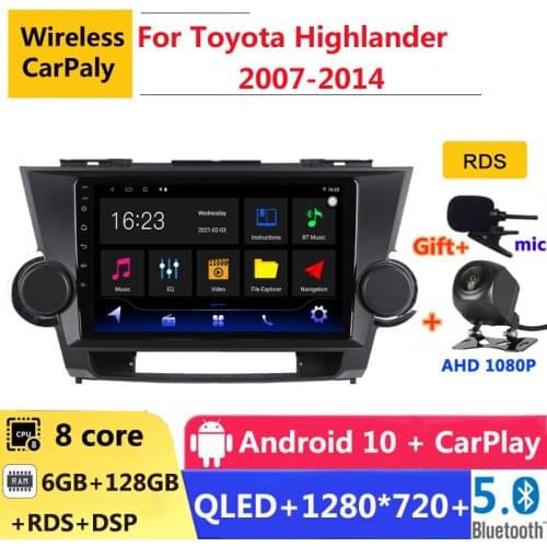 6G RAM 2 din android 10 car radio auto stereo for Toyota Highlander 2 XU40 2007 2010-2014 navigation GPS DVD Multimedia Player